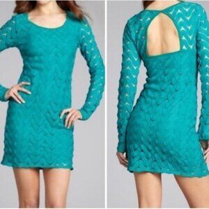 Free People Wild Thing Emerald‎ Green Dress Small Long Sleeve Lined